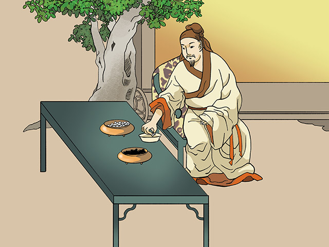 검은콩과 흰콩을 그릇에 넣는 모습