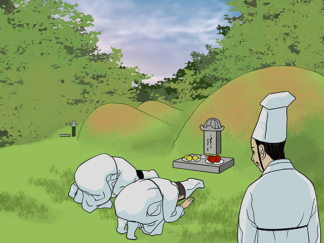 사육신 묘에서 고사지내는 명교학원 학생들