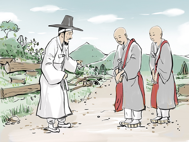 베어져 있는 밤나무 숲