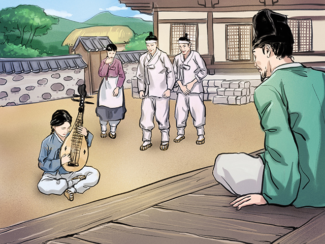 비파를 연주하는 소년