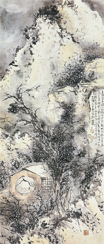 조희룡, 매화서옥도(梅花書屋圖), 106.1×45.1cm, 간송미술관 소장 